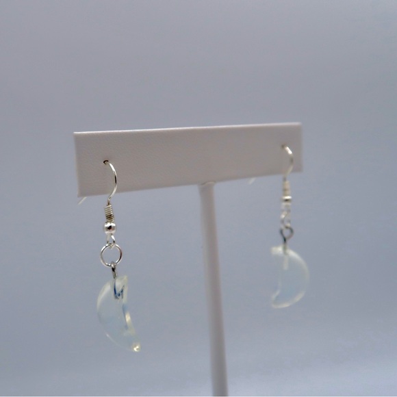 MOONSTONE CRESCENT EARRINGS - Picture 2 of 4